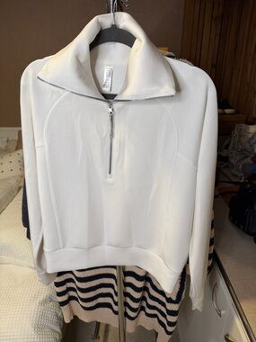 SPANX White Half-Zip Cowl Pullover Sweater